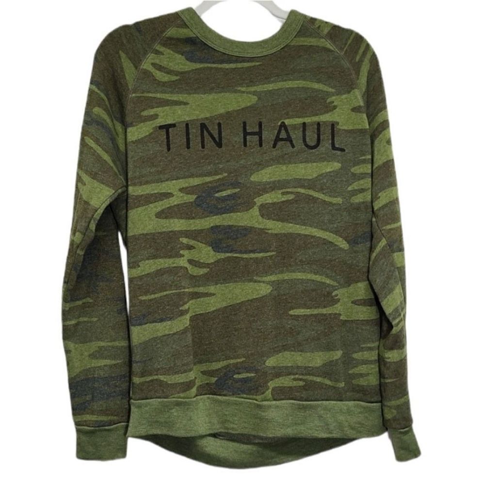 Alternative Sweater Womens Size‎ Medium Crew Neck Green Camouflage
